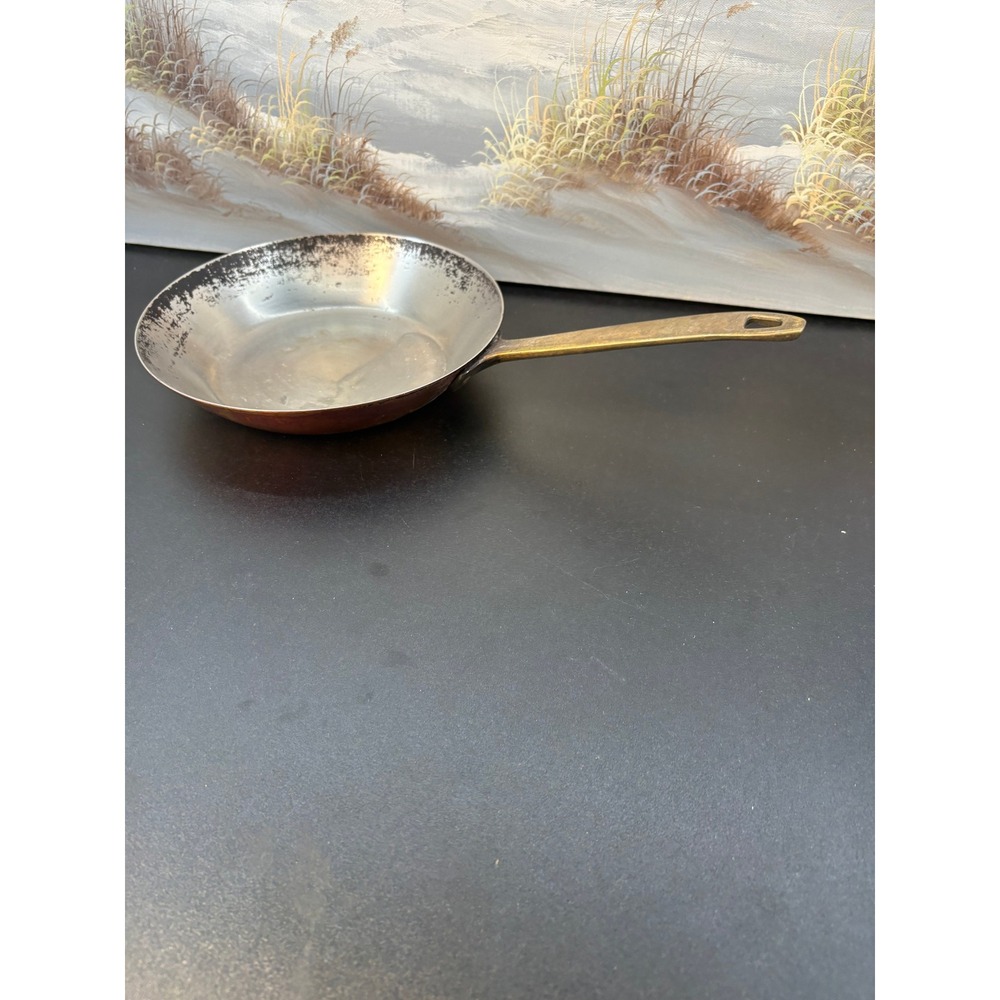 Vintage Paul Revere 1801 Copper Frying Pan 8.5 Inch Skillet Brass Handle USA 84